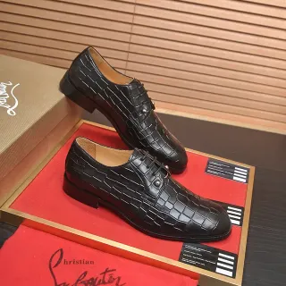 Christian Louboutin Croc-Embossed Cap-Toe Oxford Shoes