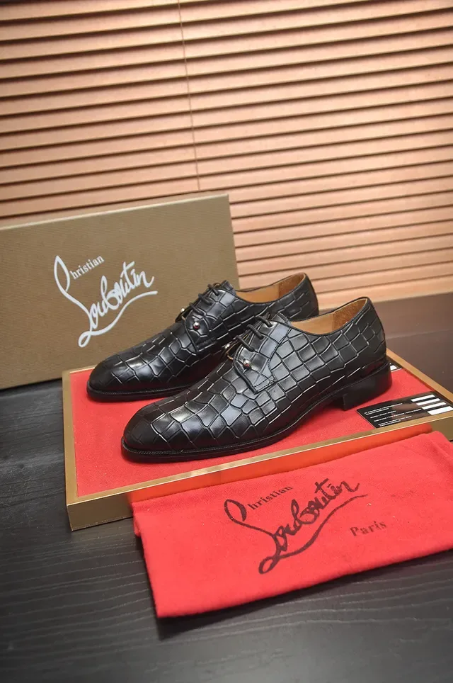 Christian Louboutin Croc-Embossed Cap-Toe Oxford Shoes 4
