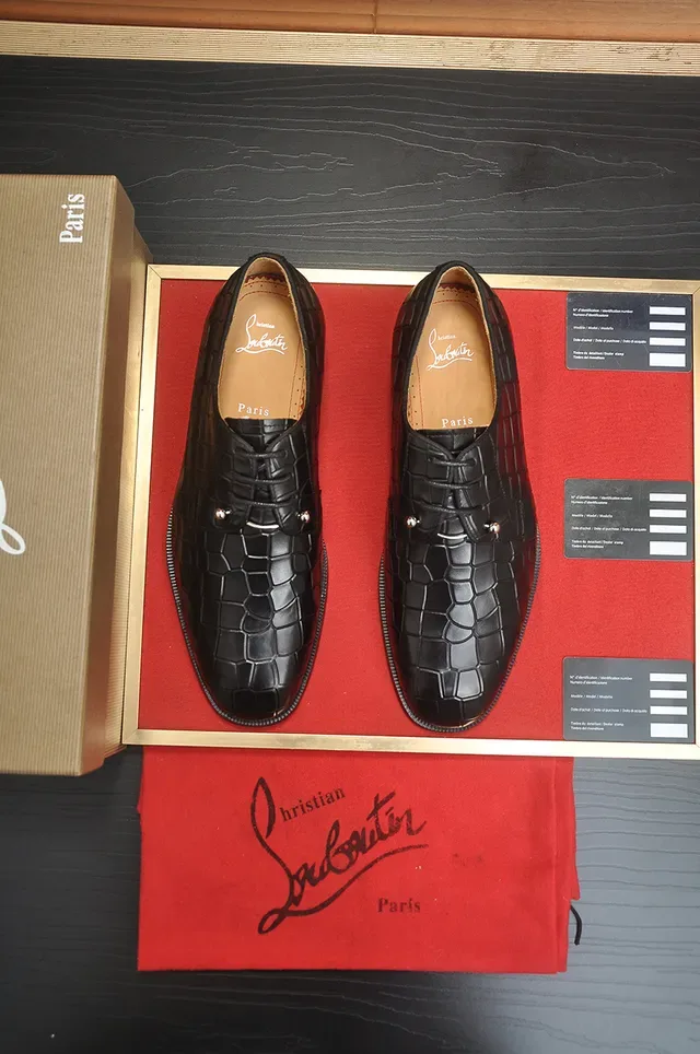 Christian Louboutin Croc-Embossed Cap-Toe Oxford Shoes 5