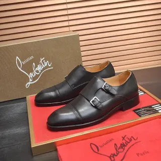 Christian Louboutin Double Monk Strap Black Red Cap Toe Monk Shoes