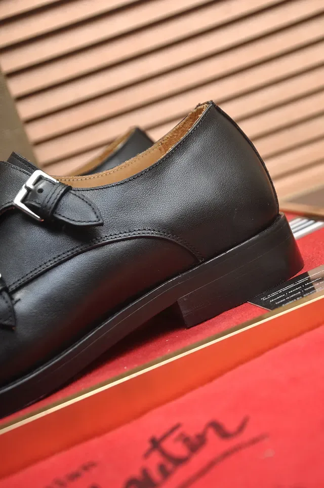 Christian Louboutin Double Monk Strap Black Red Cap Toe Monk Shoes 2