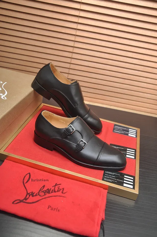 Christian Louboutin Double Monk Strap Black Red Cap Toe Monk Shoes 4