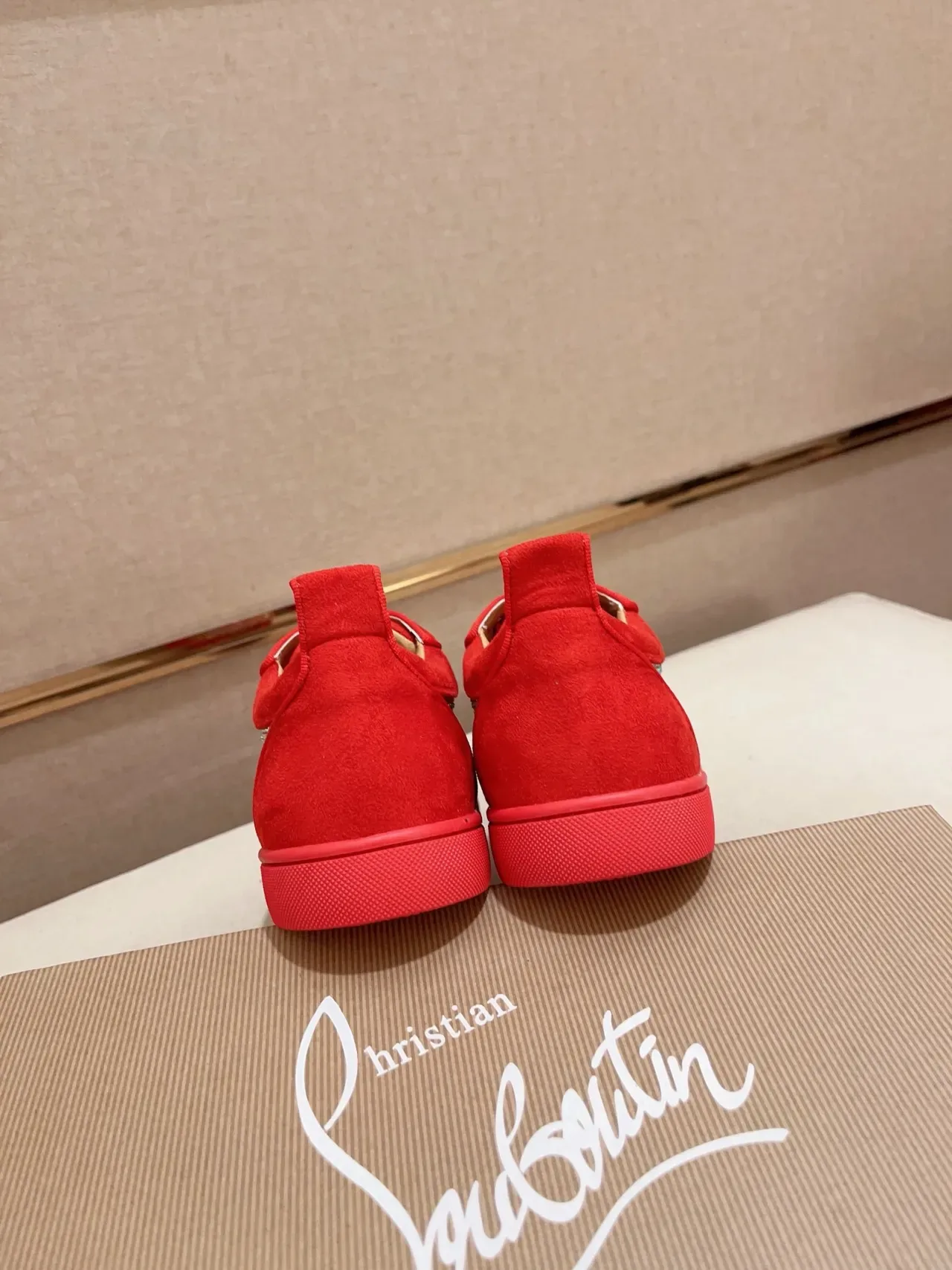 Christian Louboutin Louis Crystal-Embellished Red Suede Lifestyle Sneakers 3
