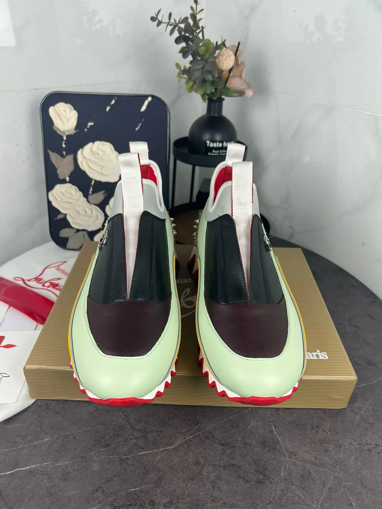 Christian Louboutin Sneakers Lifestyle Multicolores à blocs de couleur à enfiler 8