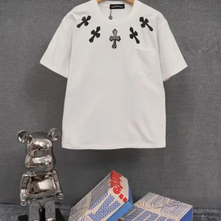 Chrome Hearts क्रॉस मोटिफ सफेद टी-शर्ट