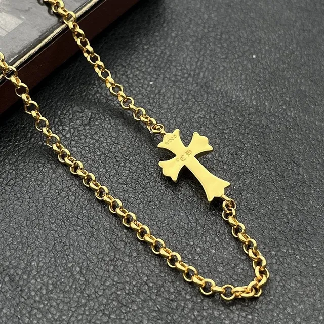 Chrome Hearts Pendentif Croix Chaîne Ovale Dorée 4