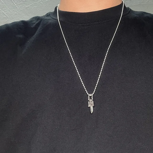 Chrome Hearts Dagger Pendant Silver Necklace 4