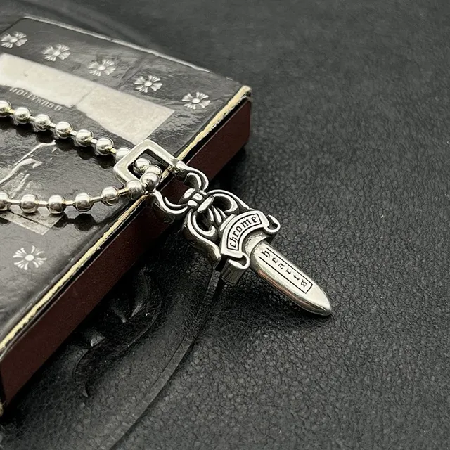 Chrome Hearts Dagger Pendant Silver Necklace 6