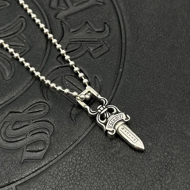 Chrome Hearts Dagger Pendant Silver Necklace 8