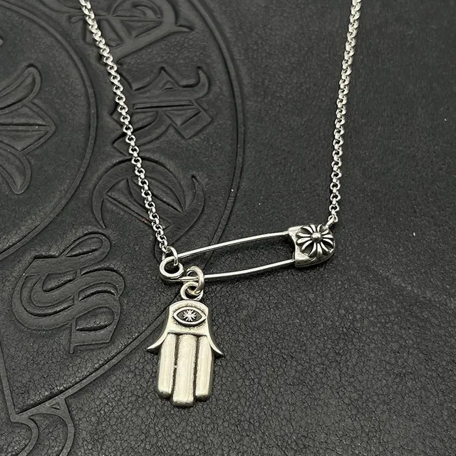 Chrome Hearts Collier Dague Épingle de Sécurité Collier Argenté Pendentif Fermoir Collier 3