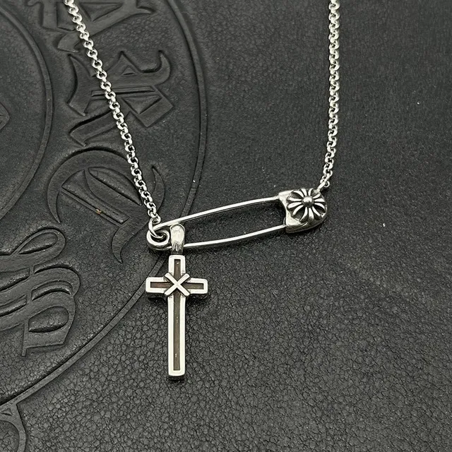 Chrome Hearts Collier Dague Épingle de Sécurité Collier Argenté Pendentif Fermoir Collier 7