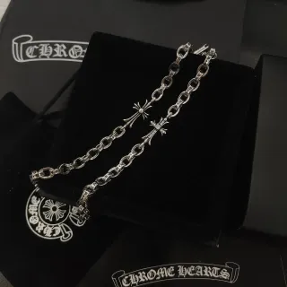 Chrome Hearts Double Chain Cross Pendant Necklace