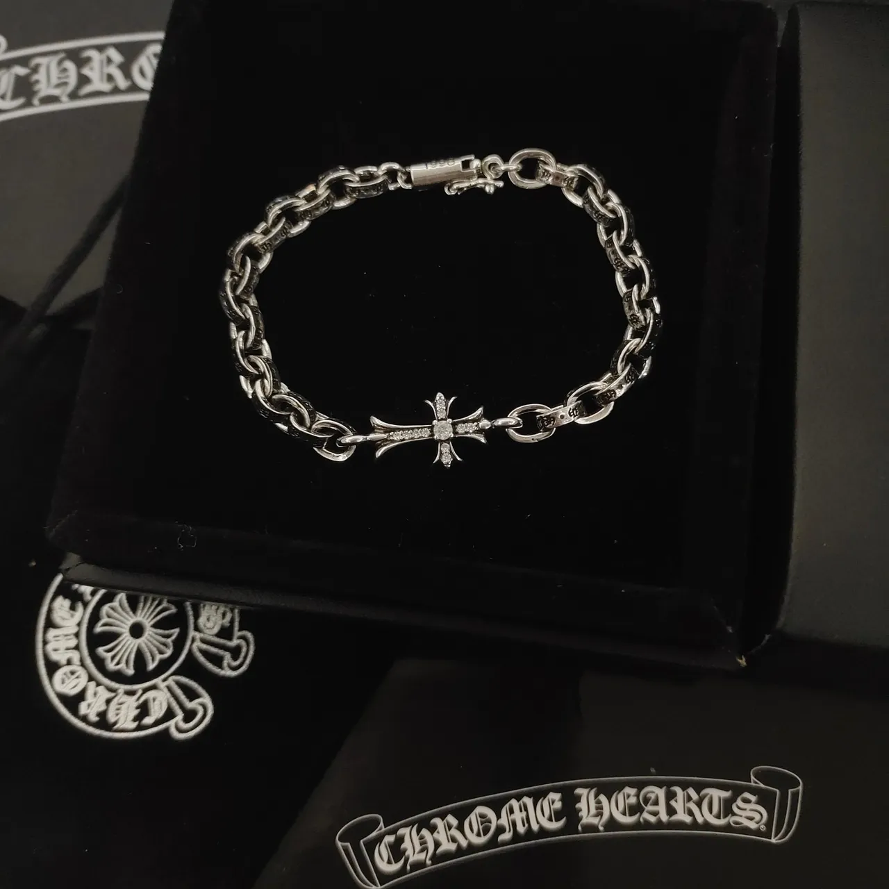 Chrome Hearts Colar de corrente dupla com pingante de cruz 3