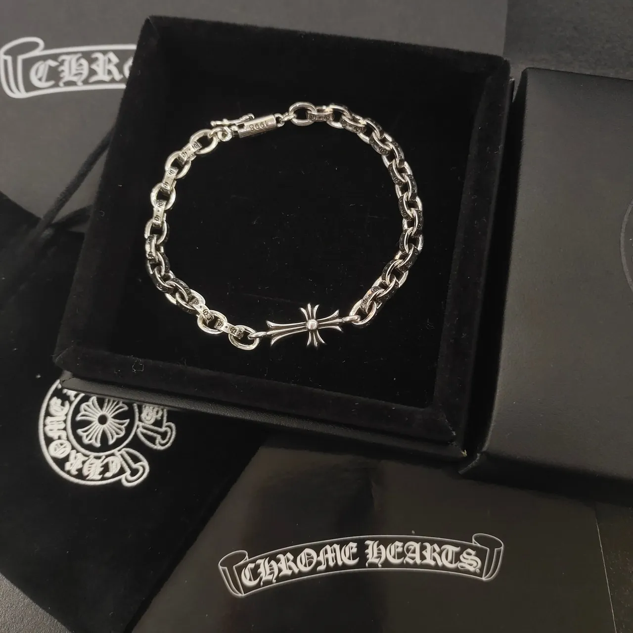 Chrome Hearts Colar de corrente dupla com pingante de cruz 4