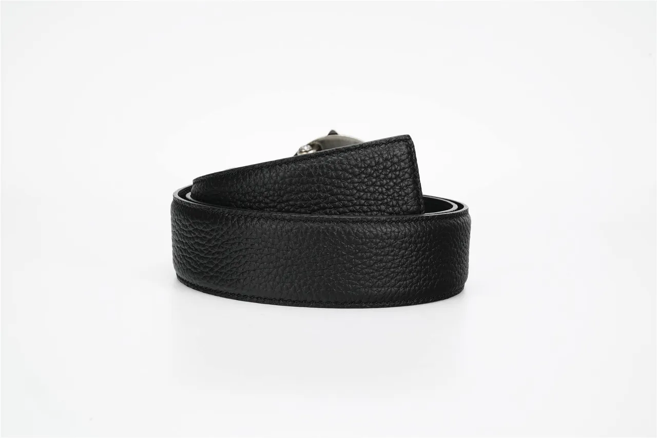 Chrome Hearts Fleur de Lis Buckle Black Pebbled Leather Belt 5
