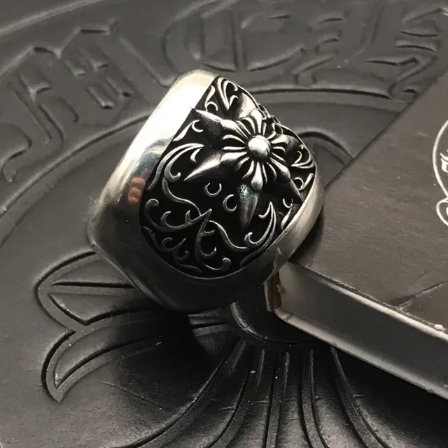 Chrome Hearts Floral Scrollwork Silver Ring 9