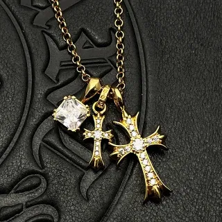 Chrome Hearts Gold Transparent Multi-Pendant Necklace
