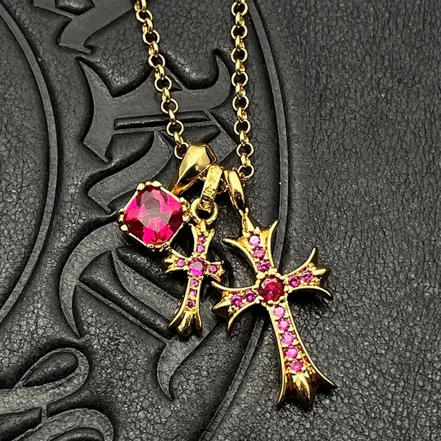 Chrome Hearts Collier Doré Transparente à multiples pendentifs 5
