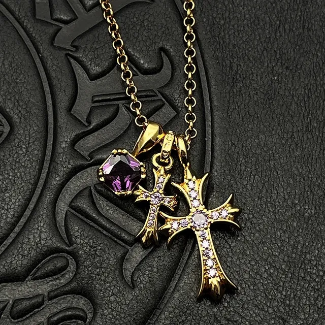 Chrome Hearts Collier Doré Transparente à multiples pendentifs 6