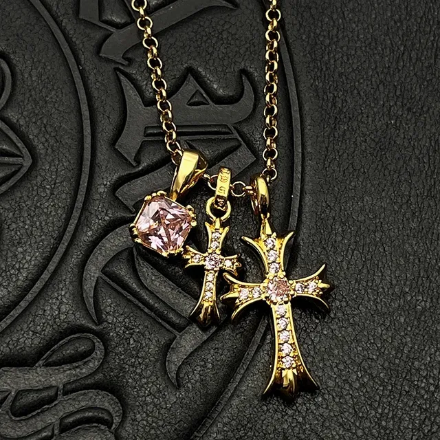 Chrome Hearts Collier Doré Transparente à multiples pendentifs 7