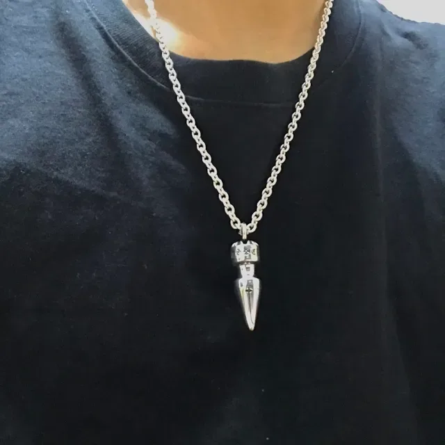 Chrome Hearts Spike Pendant Polished Silver Necklace 2