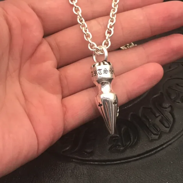 Chrome Hearts Spike Pendant Polished Silver Necklace 3