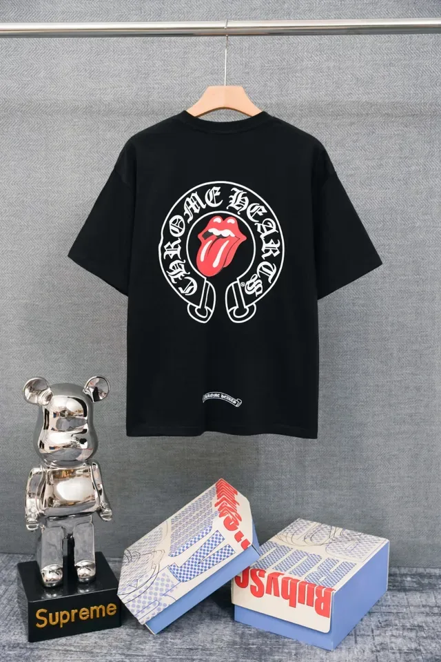 Chrome Hearts x Rolling Stones Tongue Logo Black Oversized T-Shirt 4