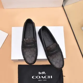 Coach Penny Loafer Black Brown Signature C Monogram Canvas Loafer