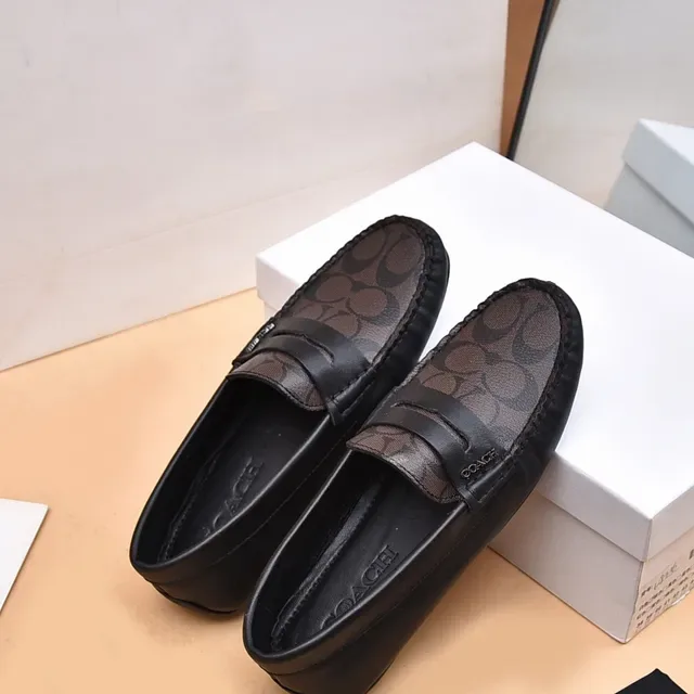 Coach Penny Loafer Black Brown Signature C Monogram Canvas Loafer 3