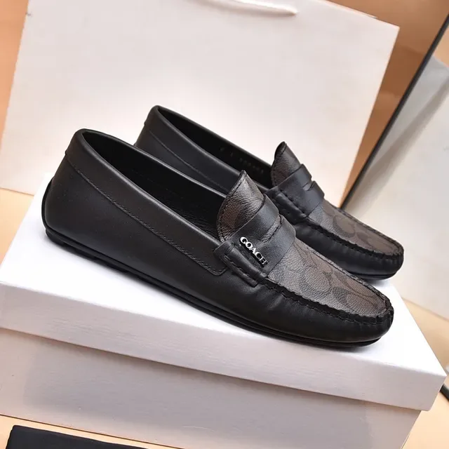 Coach Penny Loafer Black Brown Signature C Monogram Canvas Loafer 8