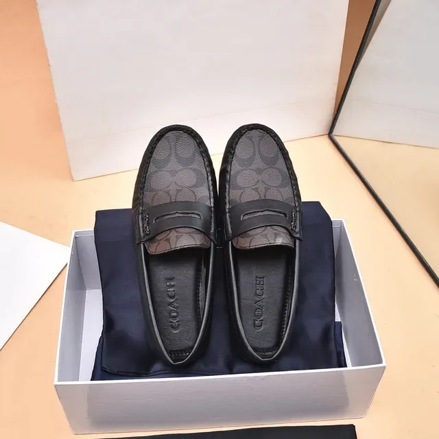 Coach Penny Loafer Black Brown Signature C Monogram Canvas Loafer 9