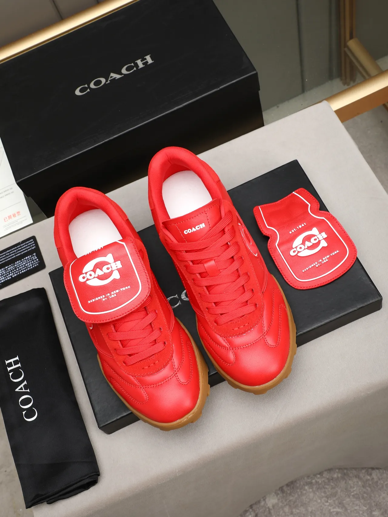 Coach Red Leather C Logo Lifestyle Sneaker 2