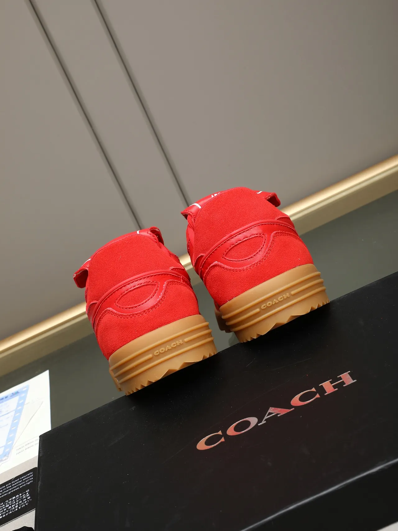 Coach Red Leather C Logo Lifestyle Sneaker 3