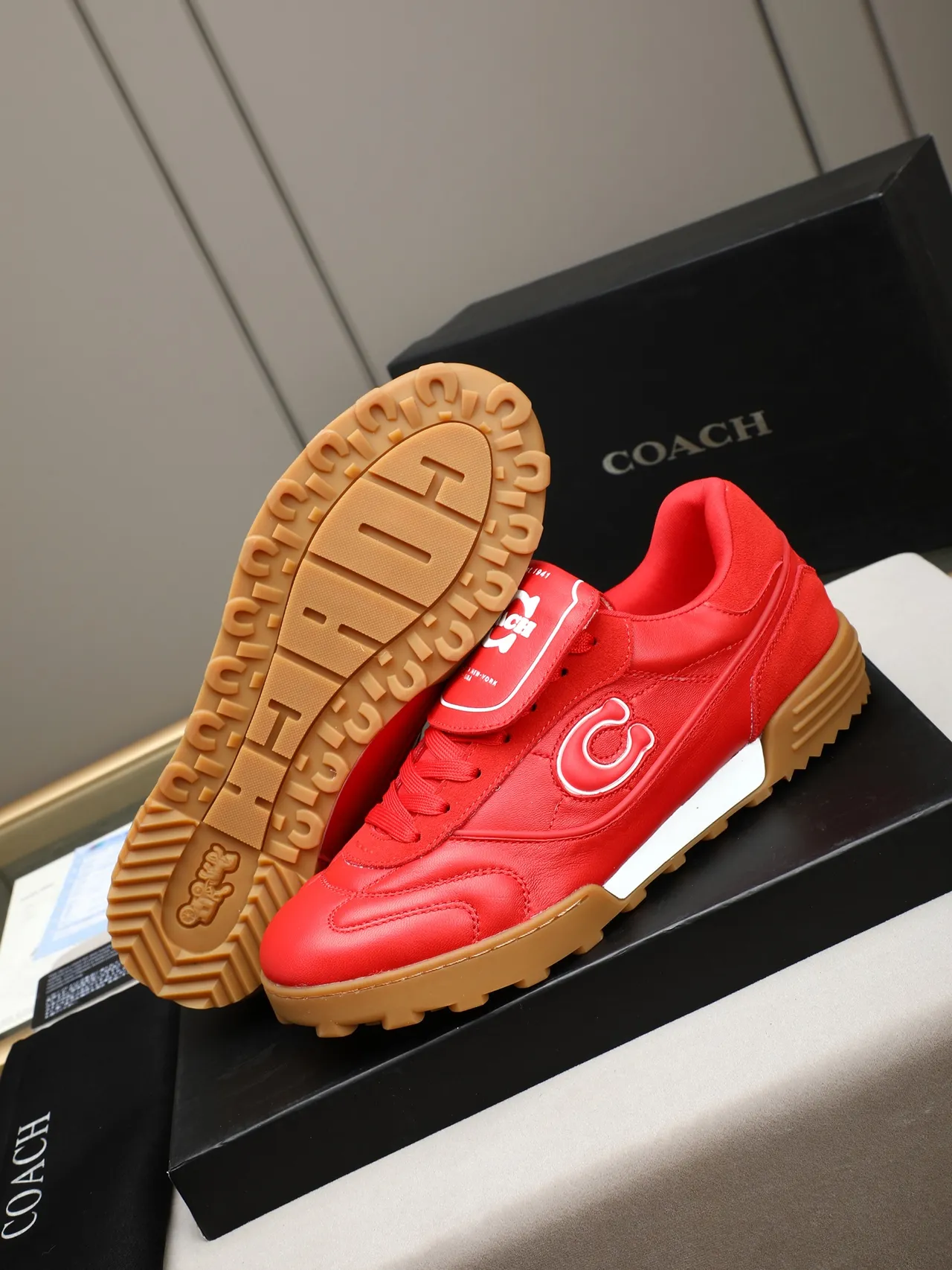 Coach Red Leather C Logo Lifestyle Sneaker 4