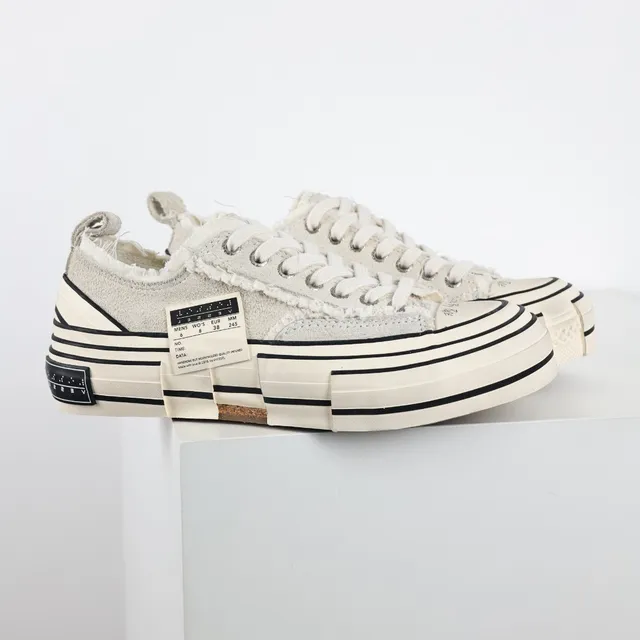 Converse Beige Black Deconstructed Canvas Raw-Edge Detailing Lifestyle Sneakers 3