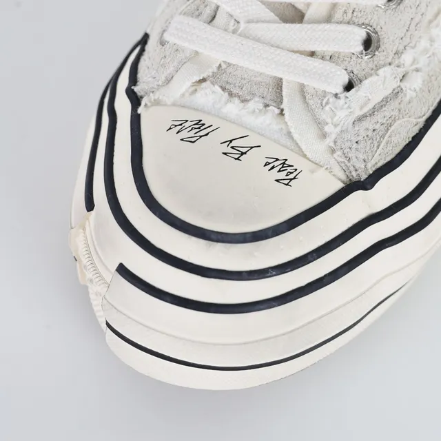 Converse Beige Black Deconstructed Canvas Raw-Edge Detailing Lifestyle Sneakers 5