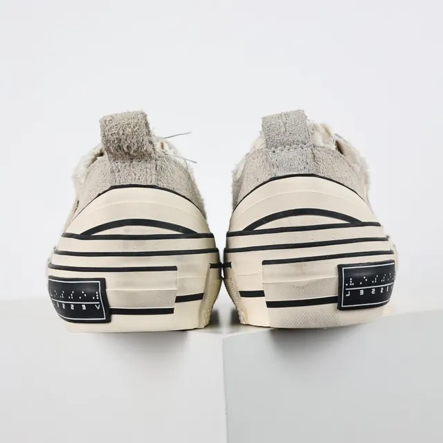 Converse Beige Black Deconstructed Canvas Raw-Edge Detailing Lifestyle Sneakers 8