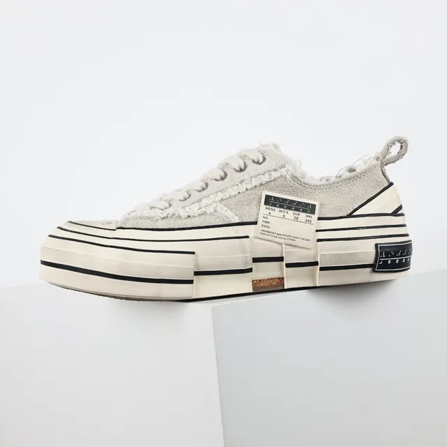 Converse Beige Black Deconstructed Canvas Raw-Edge Detailing Lifestyle Sneakers 9