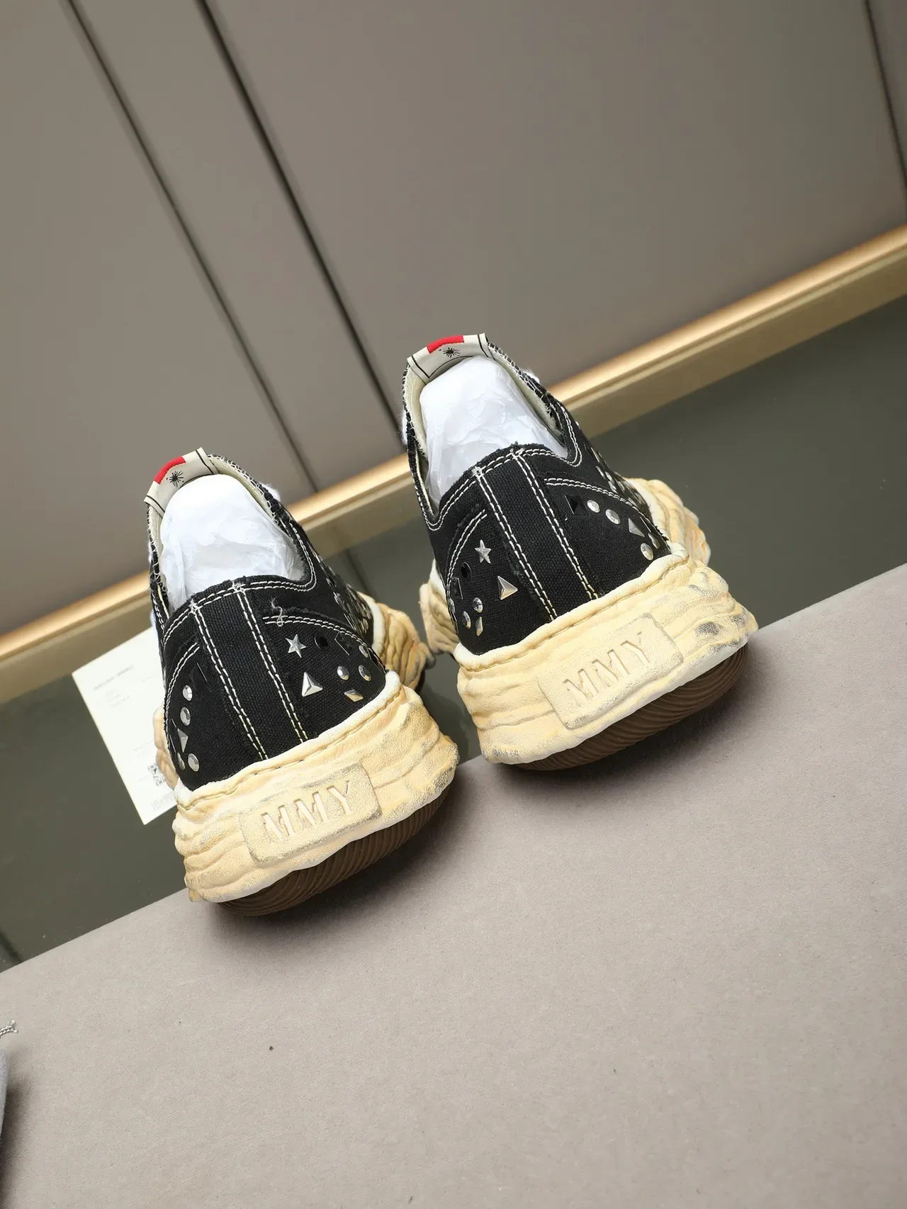 Converse Black White Studded Embellishment Distressed Cream Sole Sneakers 4