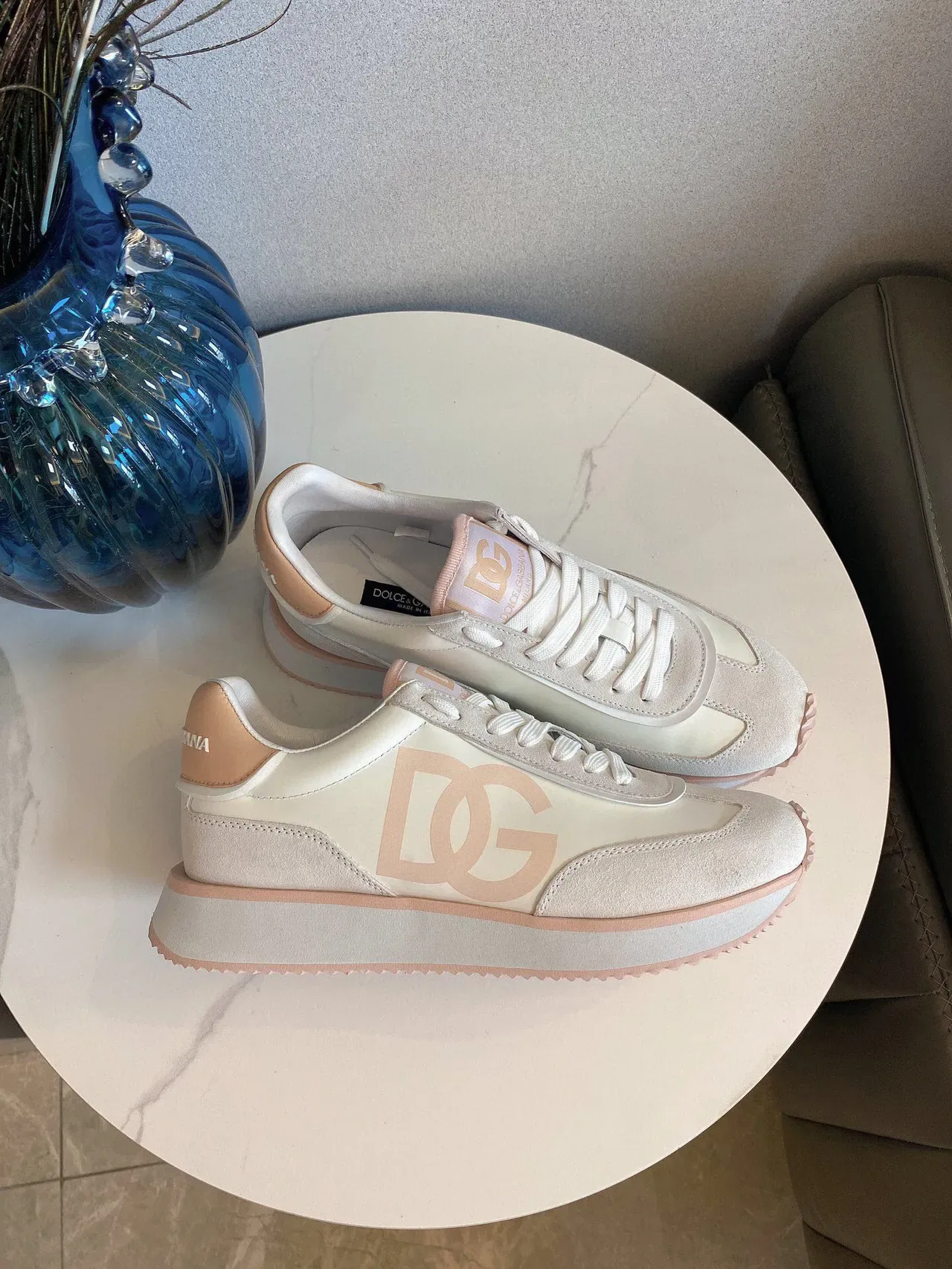 DC Shoes Beige Pink Platform Sole Suede And Synthetic Upper Lifestyle Sneakers 3
