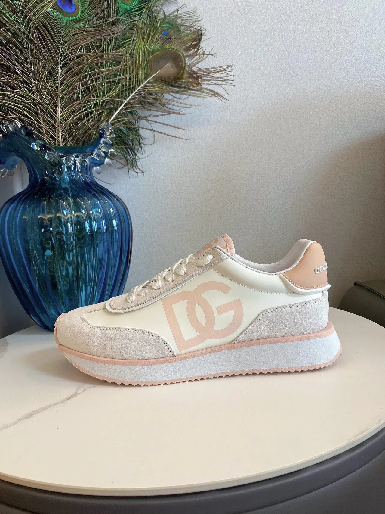 DC Shoes Beige Pink Platform Sole Suede And Synthetic Upper Lifestyle Sneakers 5