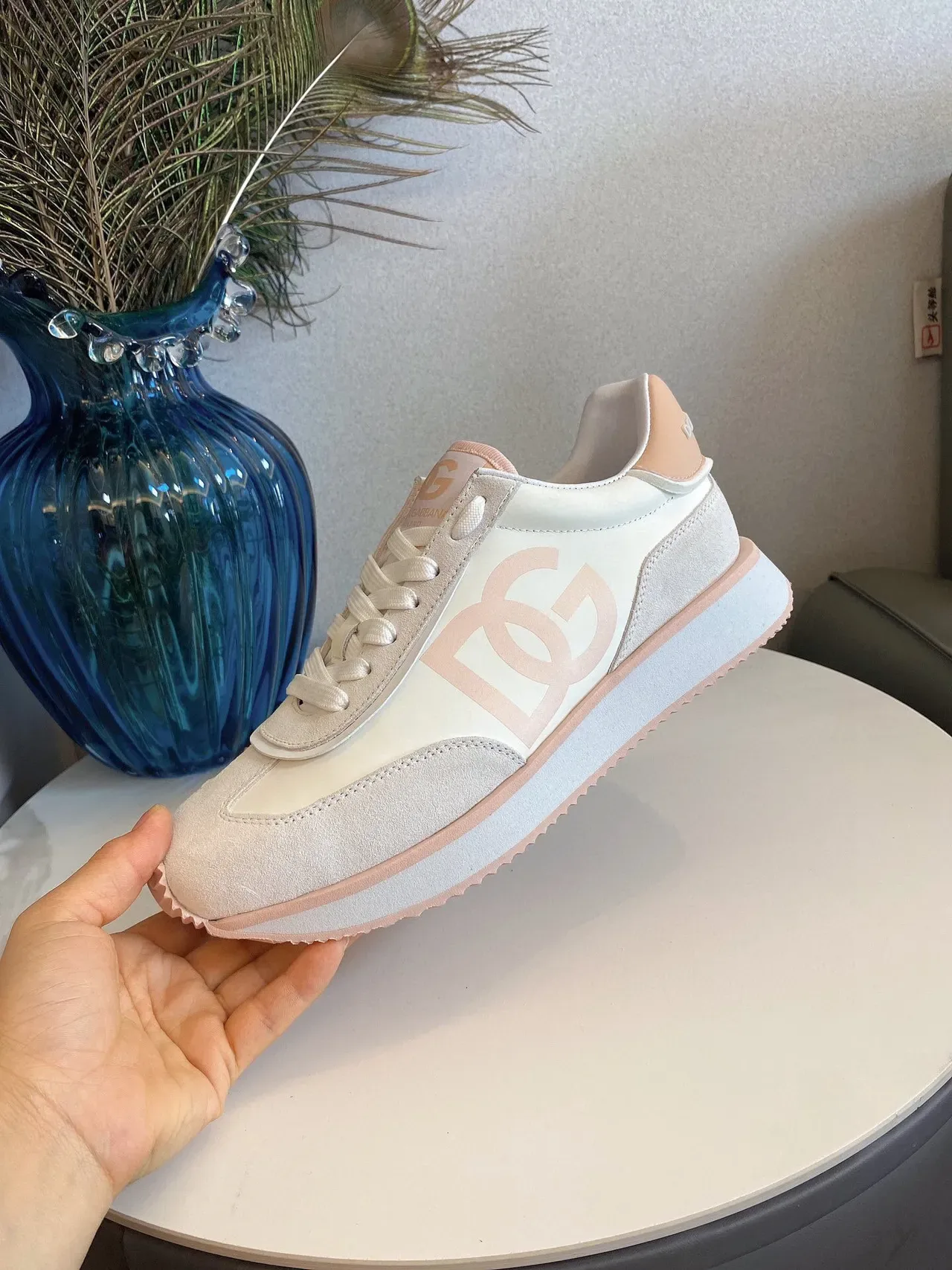 DC Shoes Beige Pink Platform Sole Suede And Synthetic Upper Lifestyle Sneakers 6
