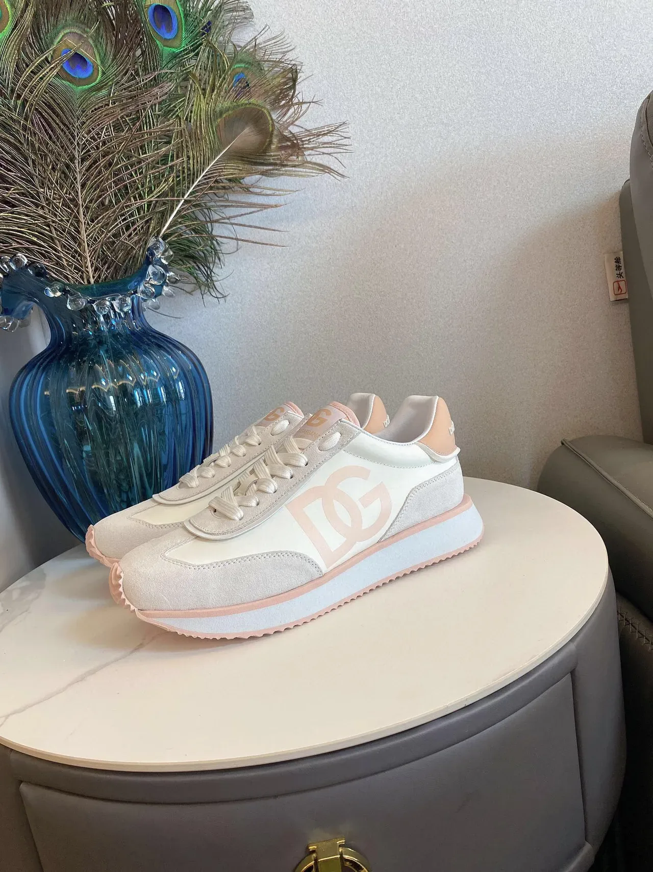 DC Shoes Beige Pink Platform Sole Suede And Synthetic Upper Lifestyle Sneakers 8