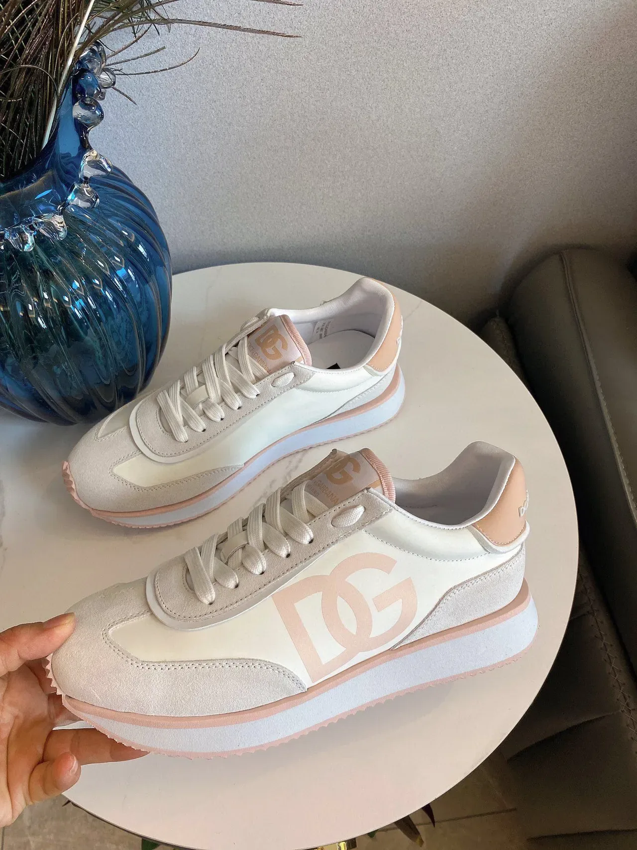DC Shoes Beige Pink Platform Sole Suede And Synthetic Upper Lifestyle Sneakers 9