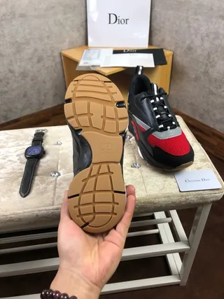 Christian Dior 黑红 多层底 不对称蕾丝笼式厚底运动鞋 2