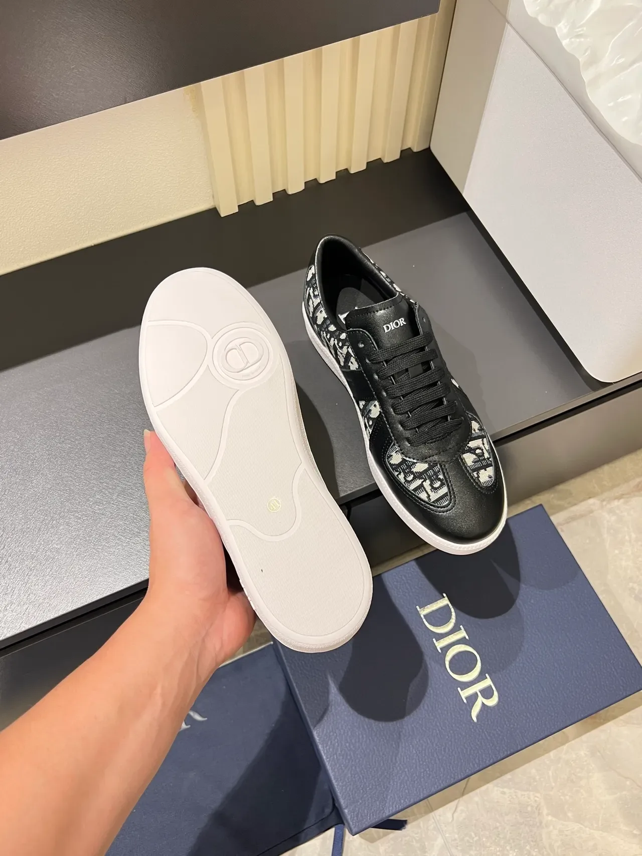 Dior B22 Monogram Black and White Lifestyle Sneakers 3