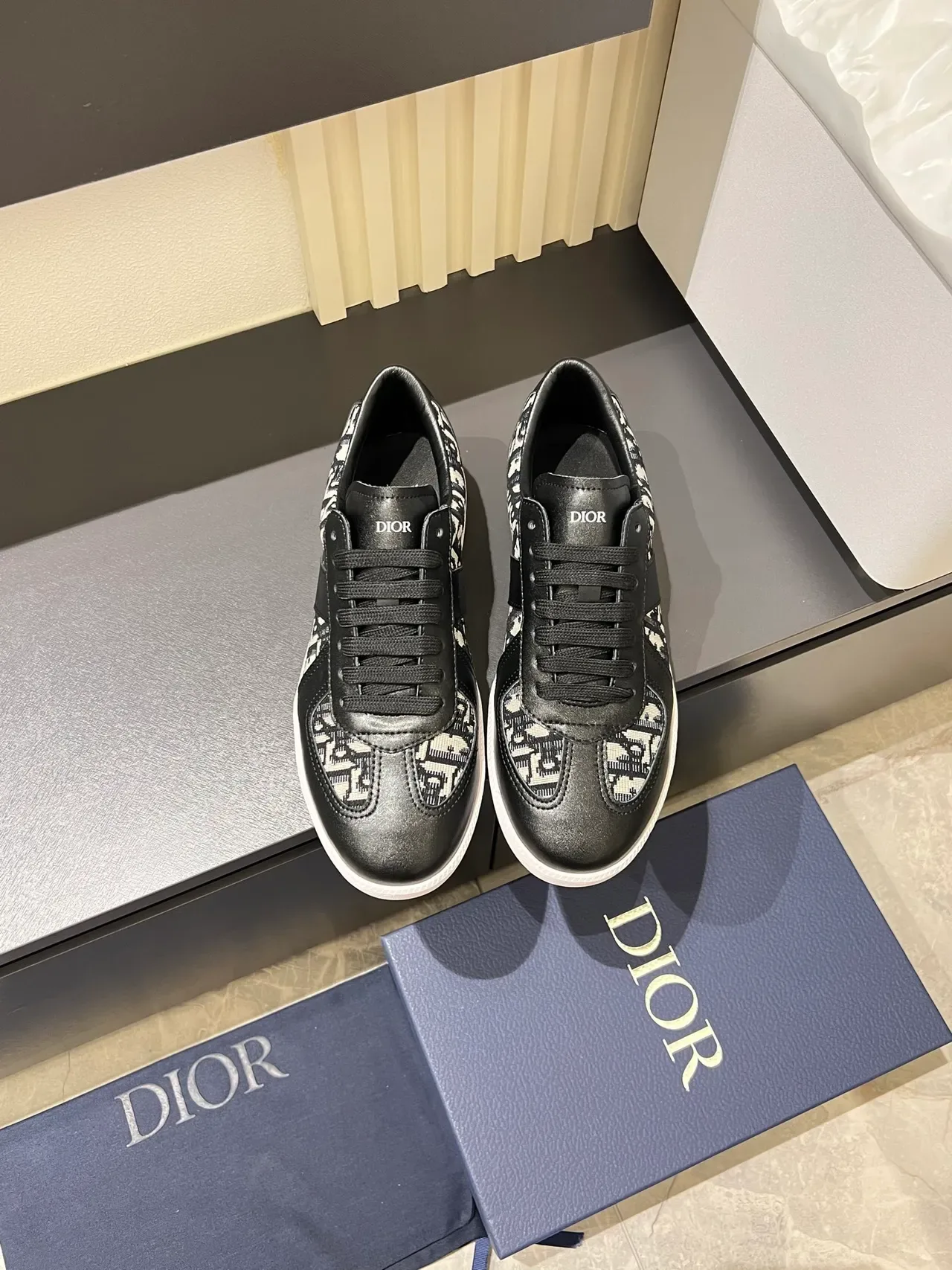 Dior B22 Monogram Black and White Lifestyle Sneakers 5