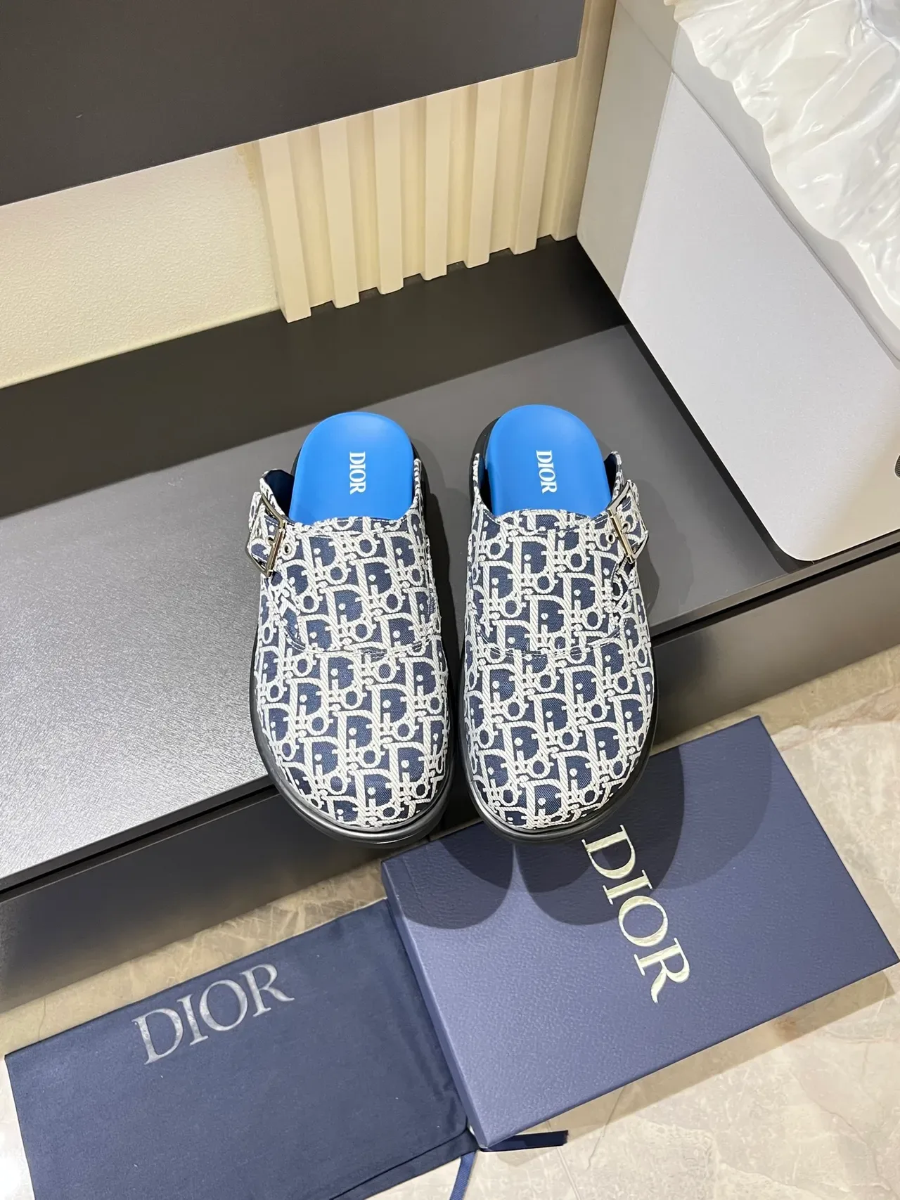 Dior B23 Beige Gray Monogrammed Buckle-Strap Loafer 11