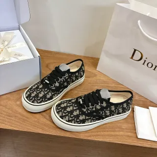 Dior B23 Black Beige Oblique Monogram Canvas Low-Top Silhouette Lifestyle Sneakers