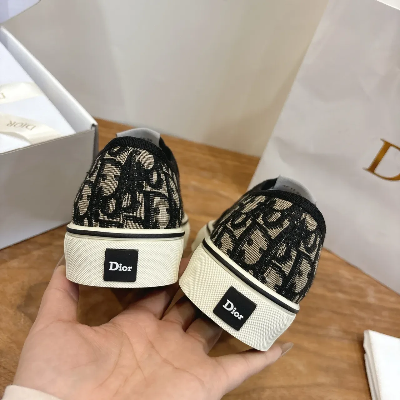 Dior B23 Negro Beige Oblícuo Monograma Lona Zapatillas de bajo corte estilo de vida 4